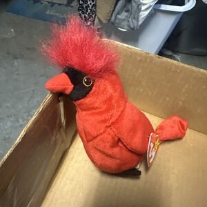 TY Beanie Baby MAC The Cardinal Stuffed, Plush Toy, (4225) Bright‎ Red Retired